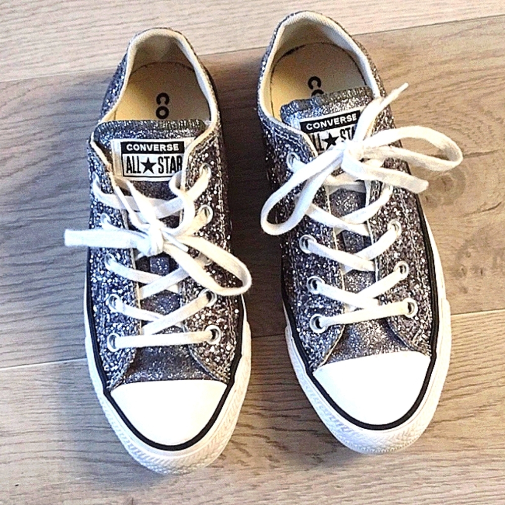 WOMENS CONVERSE BLACK/ GLITTER SNEAKERS SIZ